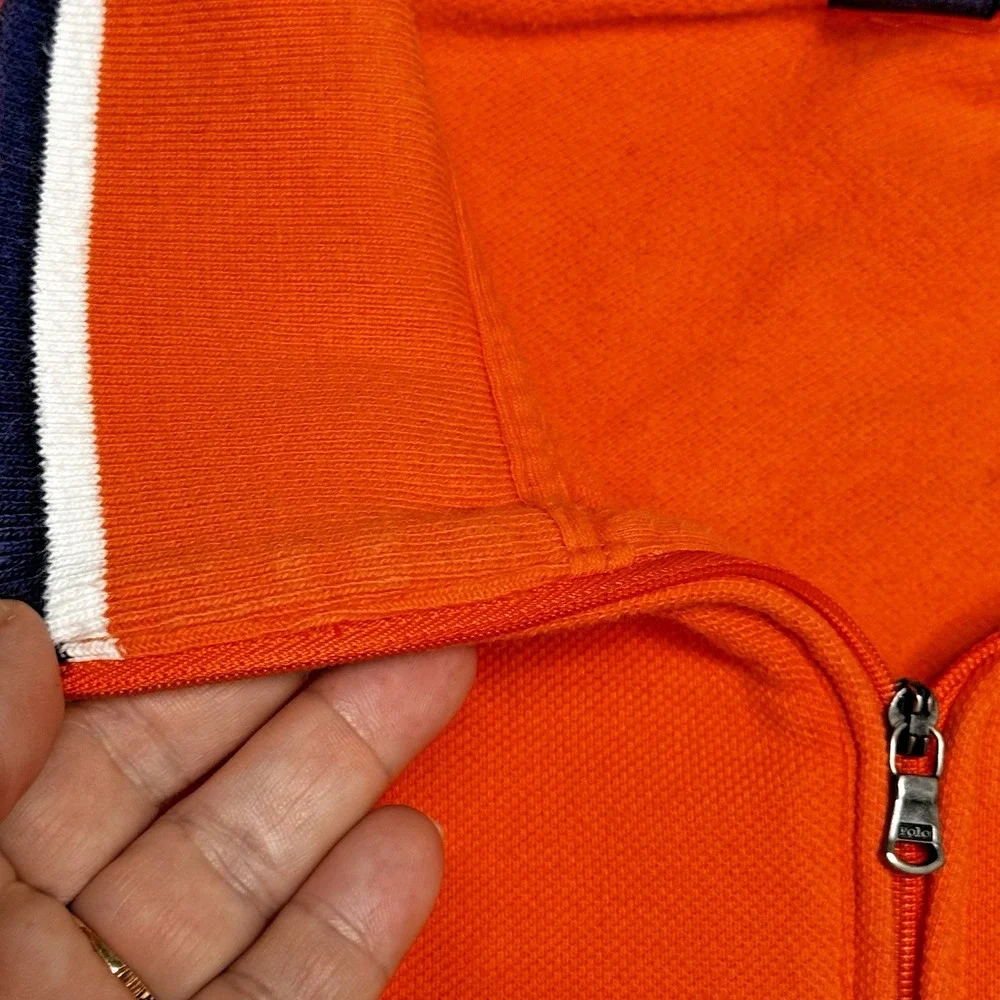 Polo Ralph Lauren Shirt Mens XL Orange Long Sleeve 1/4 zip Pocket Vntg